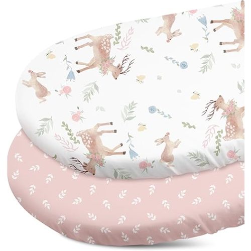 Gllquen Baby Juego de 2 sábanas de moisés, suaves e hipoalergénicas para niños y niñas, ajuste universal para colchón estándar de 32 x 16 pulgadas, ropa de cama transpirable para guardería, color