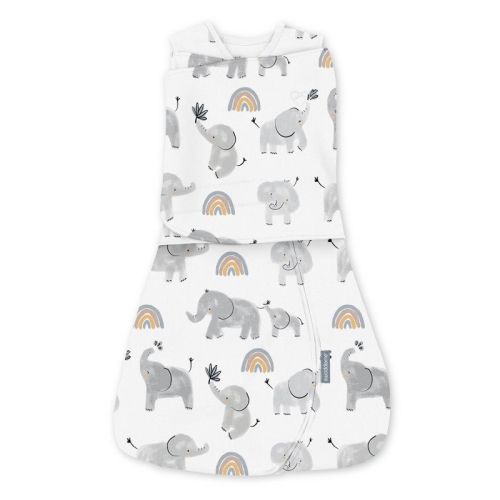 Swaddleme By Ingenuity Arms Free Convertible Swaddle Wrap - Happy Elephants