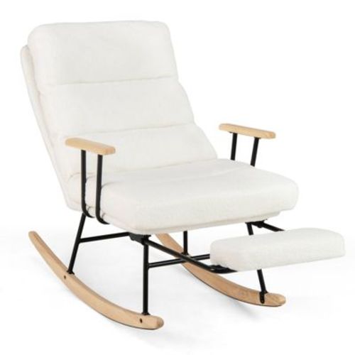 Costway 1 PCS Nursery Rocking Chair with 5-level Adjustable Backrest & Retractable Footrest