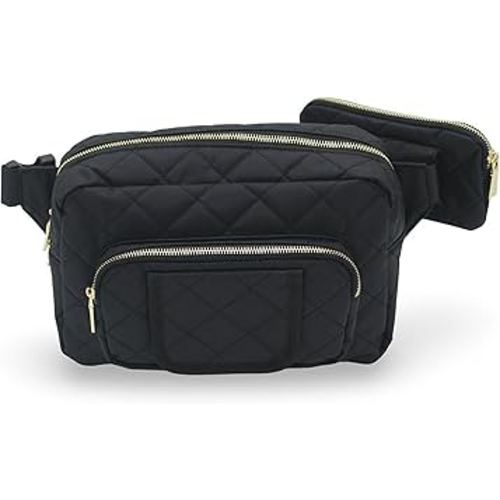 Lion & Light® Small Diaper Bag - Mini Diaper Bag with Portable Changing Pad, Fanny Pack Crossbody Bags for Baby & Toddler, Black Travel-Friendly Baby Tote with Adjustable Strap & Zippered Pockets