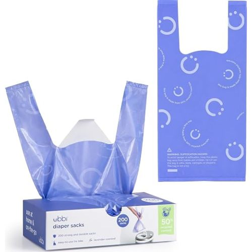 Ubbi Disposable Baby Diaper Sacks, Lavender Scented, 400 Count