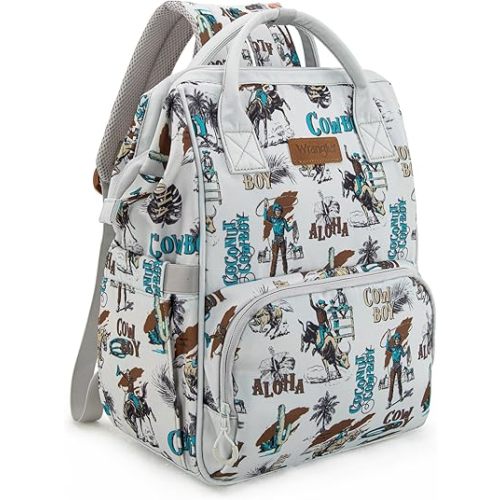 Montana West Wrangler Callie Diaper Bag Backpack with Stroller Straps Western Pattern Multifunction Baby Travel Bag WG2204-91102BG