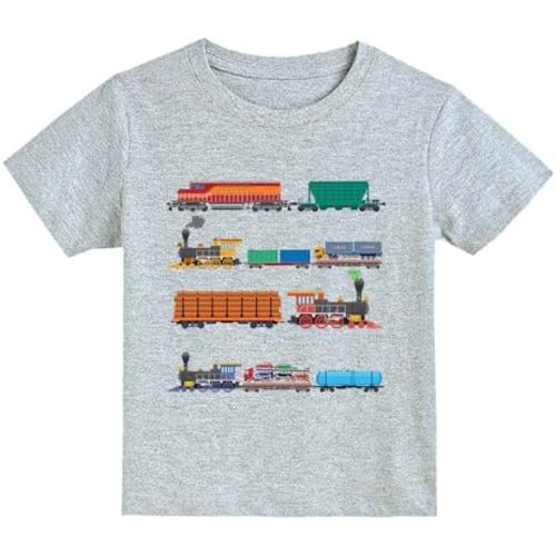 Todder Boys Girls Cotton Trains Shirt Short Sleeve Tshirts Tees Fire Trucks Tops 2-7 Years