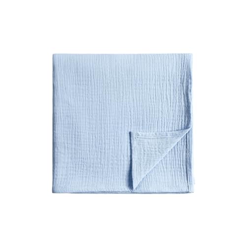 Meracorallo Muslin Swaddle Blanket, 100% Cotton Receiving Blanket Soft and Breathable Swaddle Wrap for Baby Boys and Girls, Sky Blue
