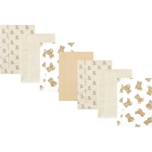 Hudson Baby Unisex Baby Cotton Flannel Burp Cloths, Teddy Bears 7 Pack, One Size