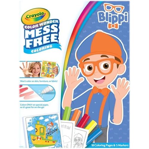 Crayola Blippi Color Wonder Coloring Set, 18 Blippi Mess Free Coloring Pages for Toddlers, Travel Activity, Toddler Toys & Gifts