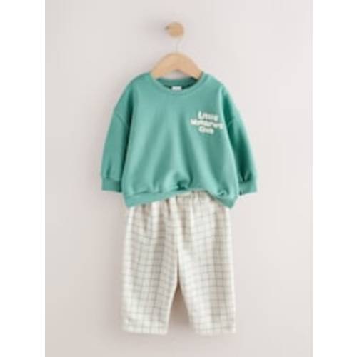 Buy Green Little Wanderers Club Crew Neck Sweatshirt and Barrel Trousers Set (3mths-7yrs) from Next USA