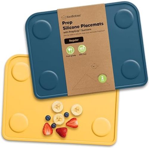 KeaBabies 2pk Silicone Placemats for Toddlers, Kids, 12x9 (Valiant, S)