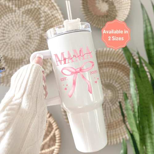 Girl Mama 40oz Tumbler, Personalized Girl Mom Tumbler with Handle Gifts, New Mama for Mother's Day Gifts, Gift for Girl Mama, Mom Gift
