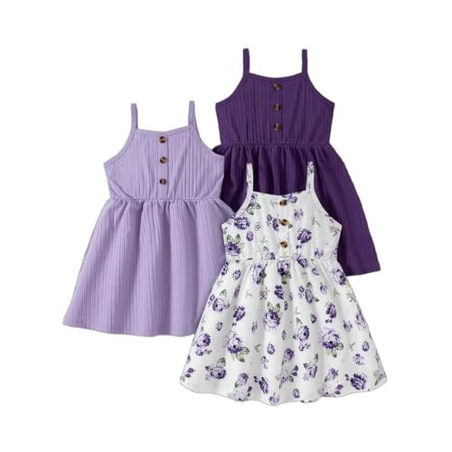 Girls Dresses Toddler Girls Dress 3-Pack Casual Party Print Skater A-line Dress Sundress