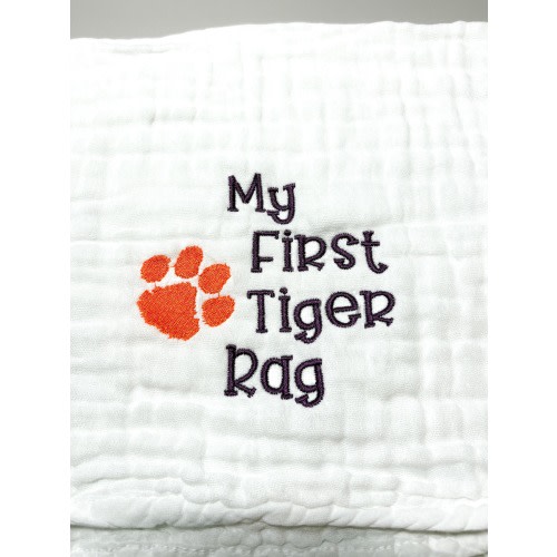 Clemson Baby Burp Cloth My First Tiger Rag Clemson Baby Shower Gift Clemson Football Baby Tiger Paw Burp Rag