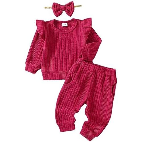 Mioglrie Toddler Baby Girl Clothes Fall Winter Sweatsuit Newborn Sweatshirt Sweat Pant Sets Outfits Infant Girls Clothing