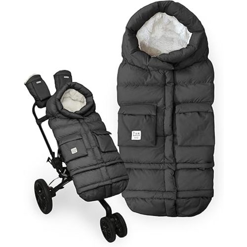 7AM Enfant Stroller Blanket 212 - Adjustable Baby Car Seat Zipped Blanket for Babies Winter, Unisex Multi Purpose Fleece Lined Warm Hooded Toddler Footmuff Water Repellent | (6M - 4T)