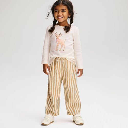 Toddler Girls' Long Sleeve Reindeer T-Shirt - Cat & Jack™ Cream 18M