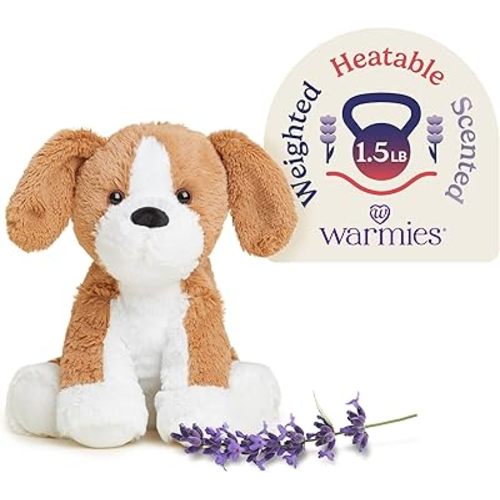 warmies Microwavable & Weighted Stuffed Animals, Beagle - Heated Stuffed Animal Plushie for Warmth & Comfort - Cute Soft Plush Toys for Adults & Children (Boys, Girls, Babies & Toddlers)