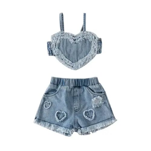 Infant Toddler Baby Girl Two Pieces Denim Outfits Sleeveless - TikTok Shop