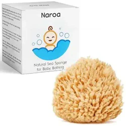 NAROA Natural Baby Bath Sponge in Gift Box | Premium Soft Wool Sea Sponge for Babies | Newborn Bath Time Essentials | Sustainable & Plastic Free (1 Pack)