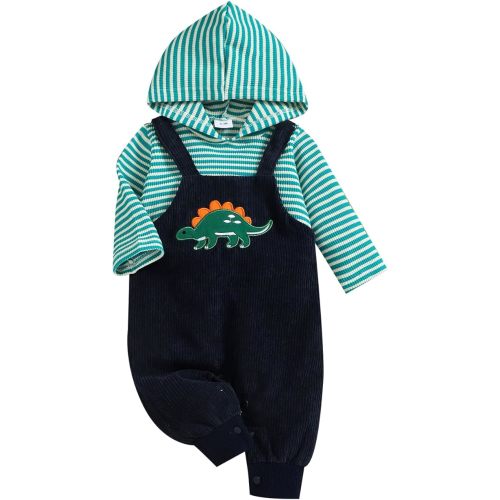 (6-9m) Baby Boy Girl Clothes Long Sleeve Outfits Fall/Winter Baby Romper Ribbed Hoodie Clothing