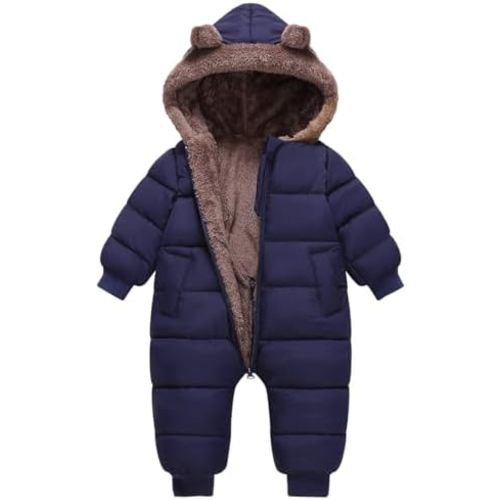 Toddler Snow Suit Baby Snowsuit Infant Winter Coat Puffer Clohtes 0-2T Hoodie