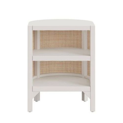 Whalen Semi Circle Rattan Side Table White