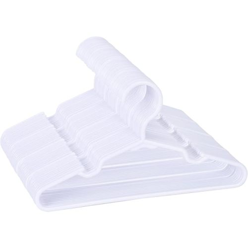 60 Pack White Kids Hangers 11.6 Inch - Baby Clothes Hangers for Toddler & Child, Durable Plastic Children's Hangers for Closet, Pants, Coats, Skirts (Non-Slip, Space-Saving)