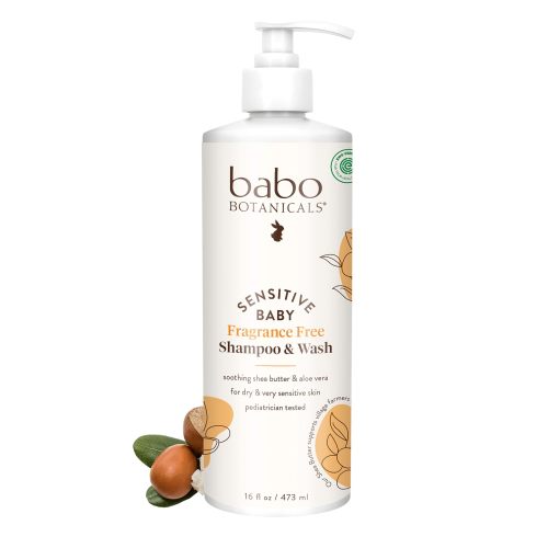 Babo Botanicals Sensitive Baby Fragrance-Free 2-in-1 Shampoo & Wash - Shea Butter, Calendula & Aloe Vera - EWG Verified - Cruelty-Free - Vegan - Pediatrician Tested - For Babies & Kids