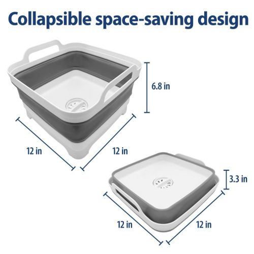 Dr. Brown's 2.4gal Plastic Collapsible Sink Basin Dish Washing Pan