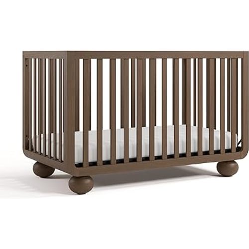 Storkcraft Amalfi 5-in-1 Convertible Crib with Toddler Guardrail (Hazelnut) – GREENGUARD Gold Certified, Toddler Bed Conversion Kit Included, Fits Standard Crib Mattress, Converts to Full Bed