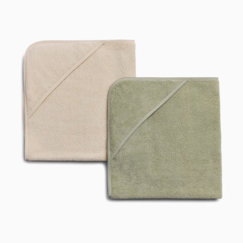 Tiny Kind Organic Hooded Towel 2-Pack - Desert Sage/Antique White, 0-24 M