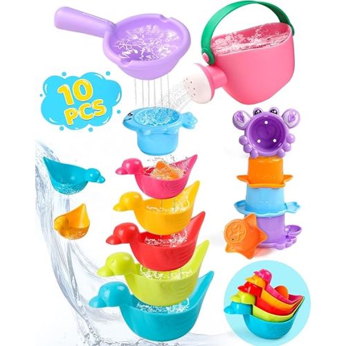 10 PCS Toddler Bath Toys for Kids Ages 1-3 Multi-Play in Tub Water Pool