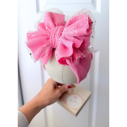 Shredded glitter hair bow | sparkle fabric bow, spring, summer headwrap