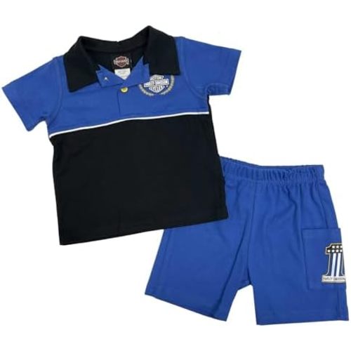 Harley-Davidson Baby Boys' 2-Piece Infant Race Knit Short Sleeve & Short Set