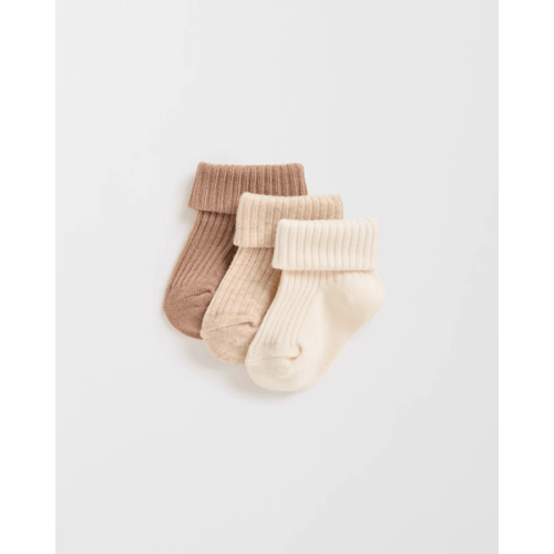 Baby Unisex 3 Pack Turnover Socks - Neutrals