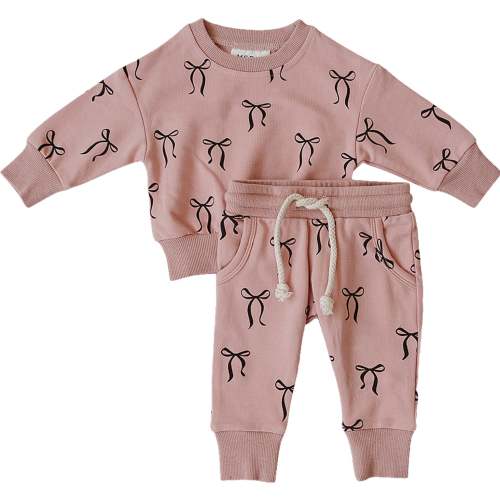 Blush Bows French Terry Set – Mebie Baby