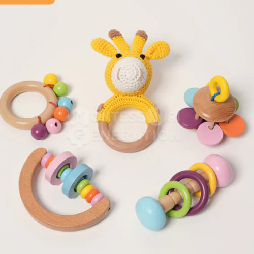 Buy Montessori 5 Piece Wooden Rattle Kit Online I Montessori Generation