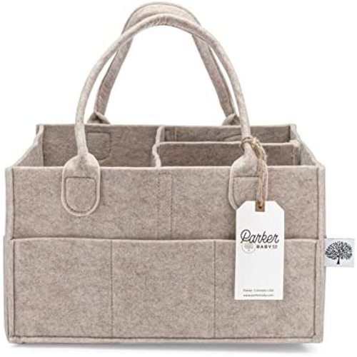 Parker Baby Diaper Caddy - Nursery Storage Bin and Car Organizer for Diapers and Baby Wipes - Oatmeal