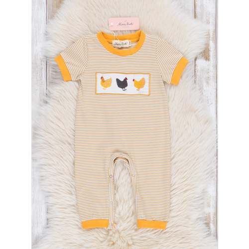 Golden Smocked Chicken Party Romper