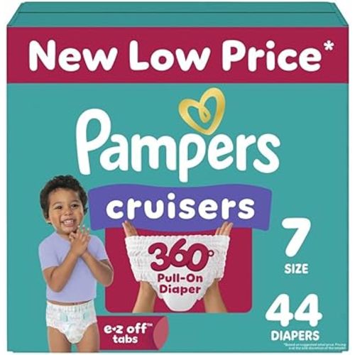 Pampers Diapers - Cruisers 360 - Size 7, 44 Count, Babyproof up to 100% Leakproof Pull-On Diaper