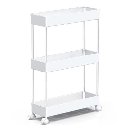 HIOHA 3-Tier Slim Rolling Utility Cart with Wheels, Bathroom Organizer for Kitchen, Living Room, Office
