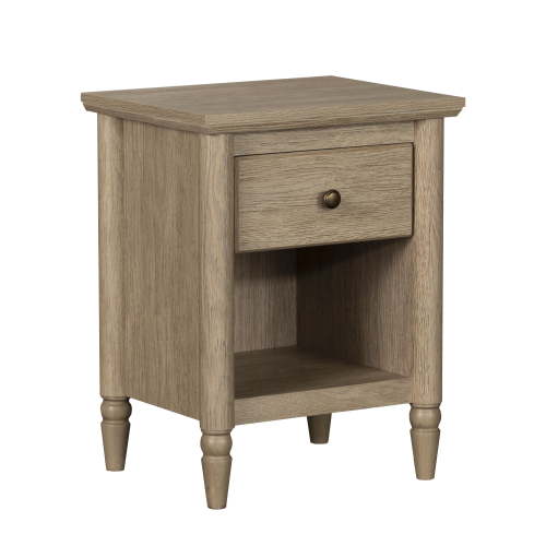 My Texas House Monroe 1 Drawer Nightstand, with USB, Brushed Oak Finish