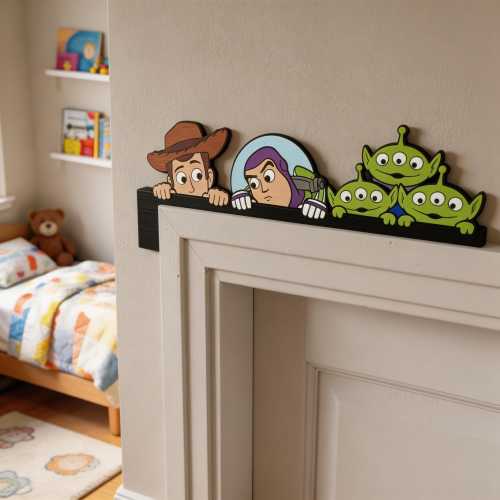 Disney Toy Story Door Corner Sign, Woody Buzz Lightyear & Alien Door Decor, Disney Home Decoration, Disney Pixar Kids Room Decor