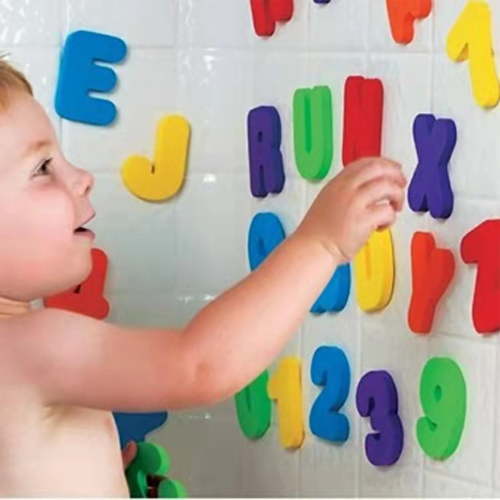 Gqtwoy 36 PCS Floating Alphabet and Numbers Foam EVA Wall Stickers for Baby Bath Time – Waterproof Learning Toys for Infants – Fun Educational Cognition Game for Toddlers – Easy to Stick