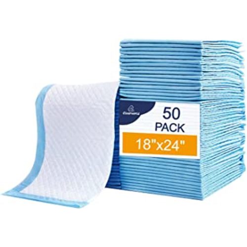 Clearworld 50 Pack Disposable Changing Pad, Waterproof Baby Disposable Underpads, Portable Diaper Changing Mat 3-Layer Leak-Proof,Breathable,Comfortable Always Keep Skin Dry 24”x18”