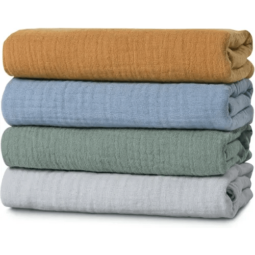 Muslin Swaddle Blankets for Baby Girls and Boys, 4 Pack Breathable and Skin-Friendly Newborn Receiving Blanket, 100% Cotton Swaddle Wrap, Essentials Infant Shower Items, Toddler Gift