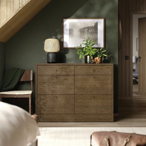 TONSTAD 6-drawer dresser - brown stained oak veneer 47 1/4x18 1/2x35 3/8 "