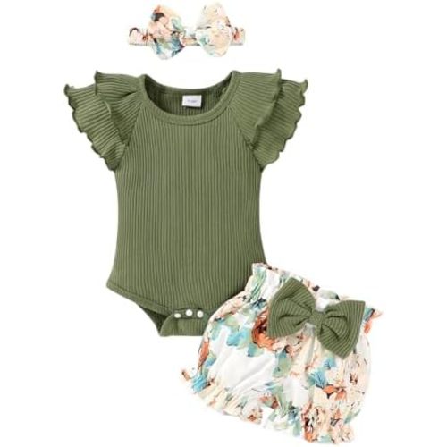 YOUNGER TREE Newborn Infant Baby Girl Clothes Romper Shorts Set Floral Summer Outfits Cute Baby Girl Clothing