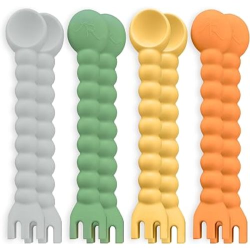 Ryan & Rose Cutie Tensils Baby Spoon and Fork (Rocket, 8 Pack)