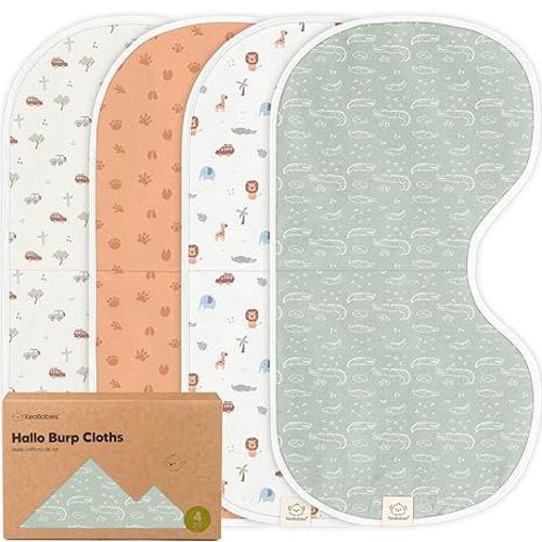 KeaBabies 4-Pack Extra Large Burp Cloths - Fleur