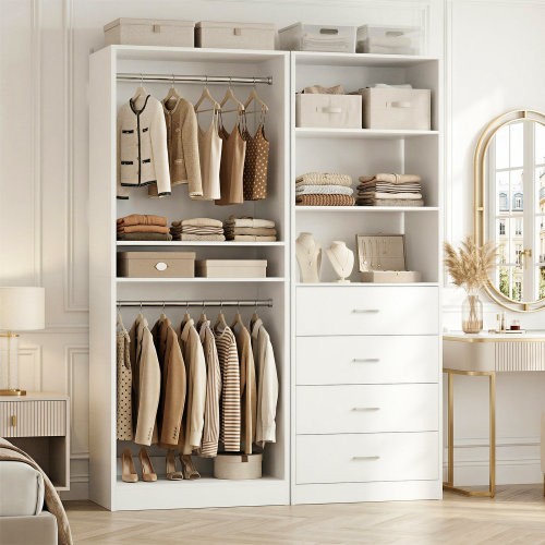 Aheaplus Closet System with 2 Hanging Rods & Reviews | Wayfair