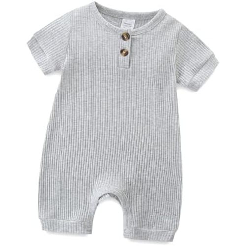 Infant Romper, Solid Color, Short Sleeve